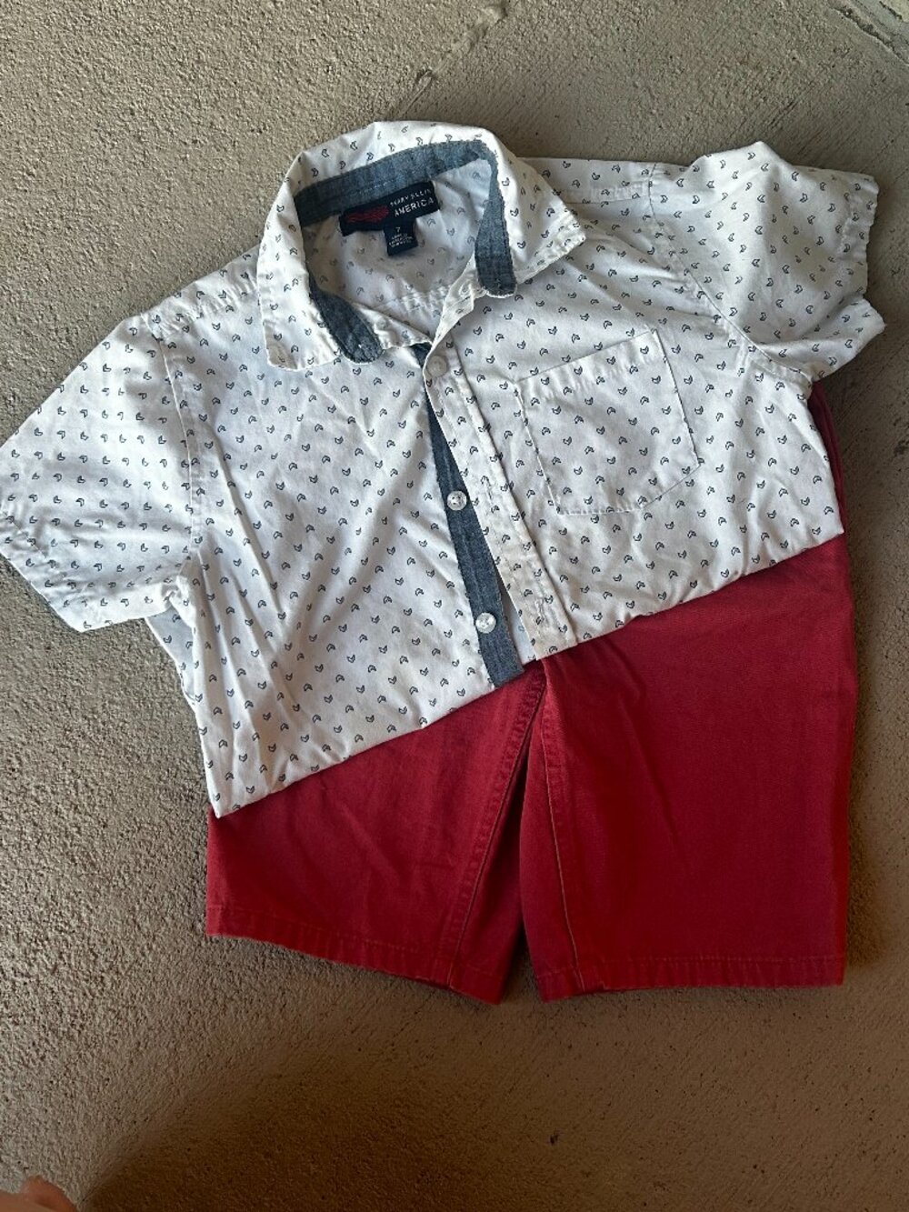 Boys Perry Ellis button down shirt and lucky brand shorts sz 7 EUC